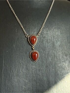 Carnelian crystal pendant necklace healing crystal jewelry boho style layering
